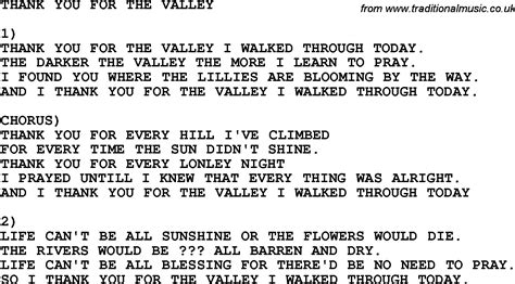 thank you for the valley lyrics